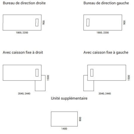 Dimensions du bureau executive direction PLANA