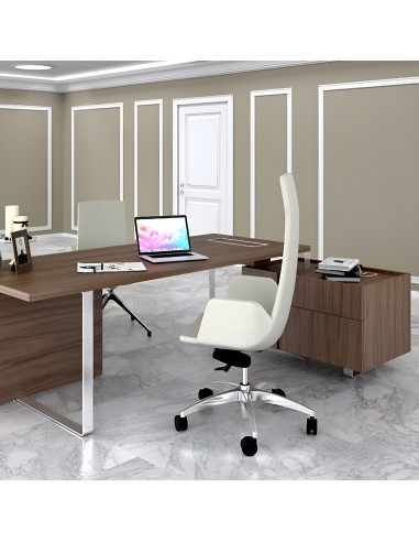 Bureau de direction moderne en bois foncé et métal contemporain PLANA