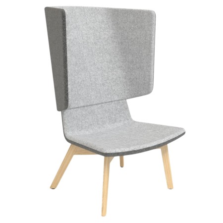 Fauteuil lounge acoustique gris clair avec dossier haut et pieds bois naturel – TWIST&SIT
