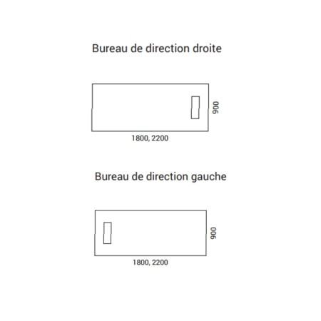 Dimensions du bureau de direction sans rangement PLANA