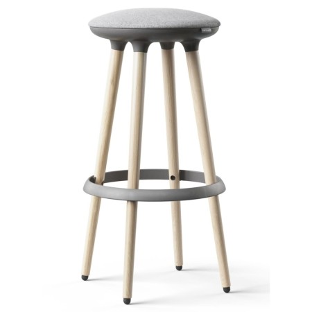 	Tabouret Cannie avec assise ronde et piètement bois naturel, vue de face – Cannie