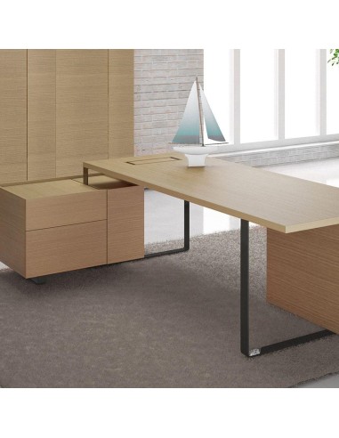 Bureau de direction avec rangement latéral en placage bois PLANA pro