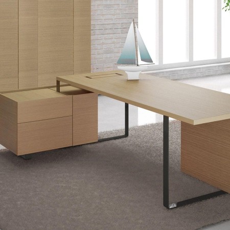 Bureau de direction avec rangement latéral en placage bois PLANA pro