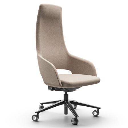 	Chaise haute de direction beige vue de côté Sandie