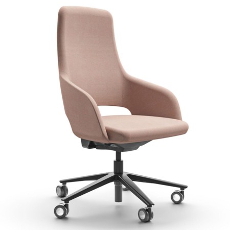 	Chaise de conférence Sandie tissu rose, dossier moyen avec roulettes