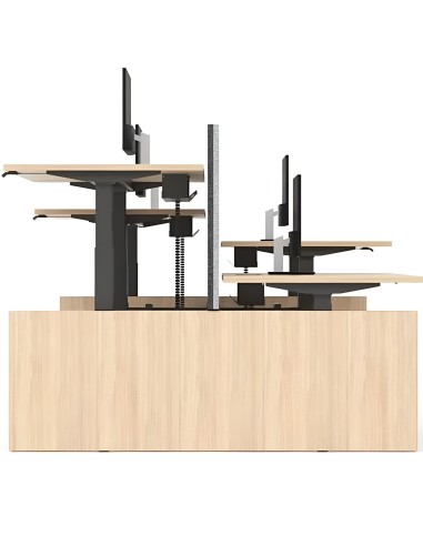 Bench Motion assis debout hauteur réglable pour équipe en open space placage bois