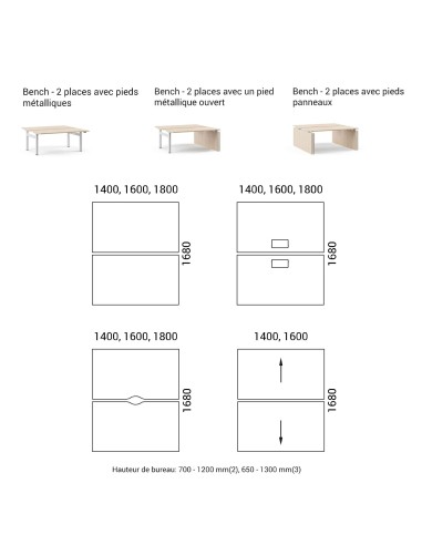 Dimensions bureau double bench MOTION