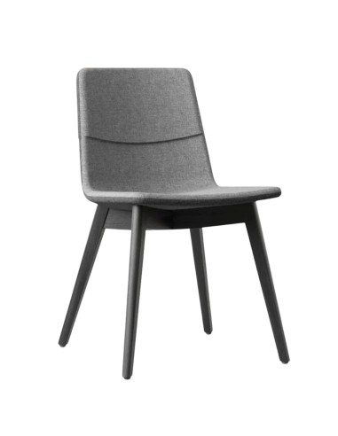 Chaise TWIST&SIT avec coque tissu gris foncé et pieds bois foncé