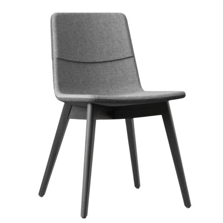 Chaise TWIST&SIT avec coque tissu gris foncé et pieds bois foncé