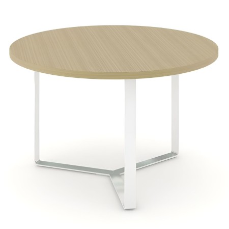 	Table de réunion ronde PLANA en placage bois et acier plié design contemporain