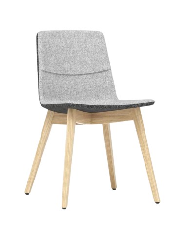 Chaise TWIST&SIT bicolore avec coque tissu gris clair et pieds bois clair