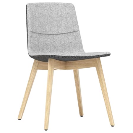 Chaise TWIST&SIT bicolore avec coque tissu gris clair et pieds bois clair