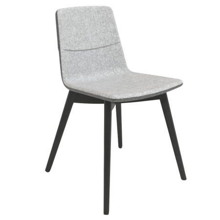Chaise visiteur TWIST&SIT tissu gris avec piètement bois foncé