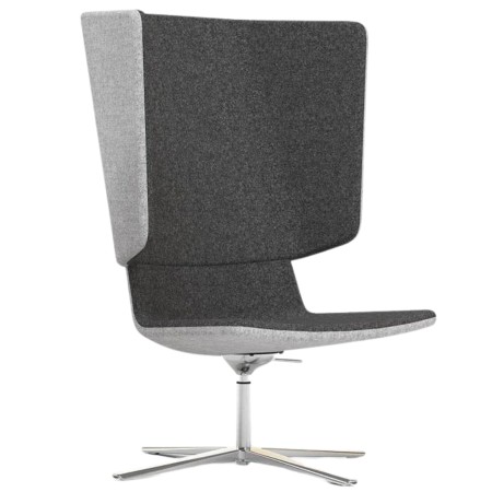 Fauteuil acoustique bicolore avec dossier haut et base étoile en métal – Red Dot Award 2019