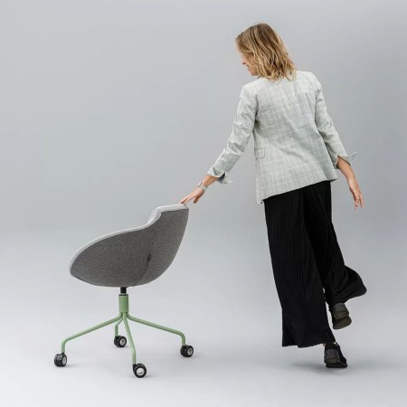 Chaise confortable de réunion avec roulettes mobile TULA grise et verte