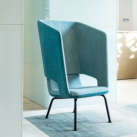 Fauteuil lounge acoustique bicolore bleu clair avec dossier haut – TWIST&SIT Soft