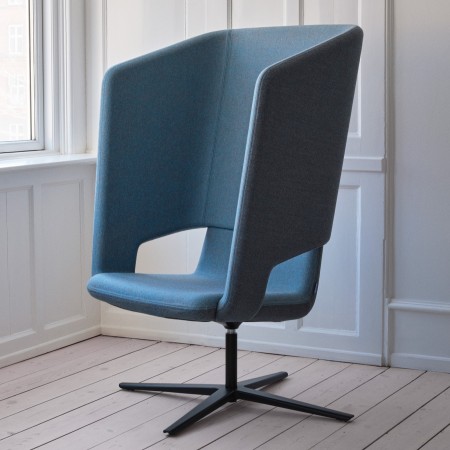 Fauteuil lounge acoustique bicolore bleu foncé avec dossier haut et pied étoile – TWIST&SIT Soft