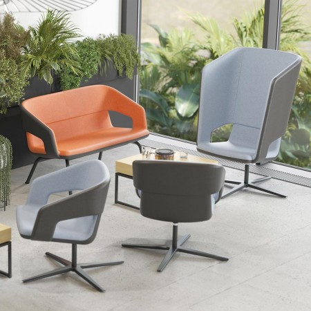 fauteuil lounge design pivotant TWIST&SIT avec piètement étoile en métal