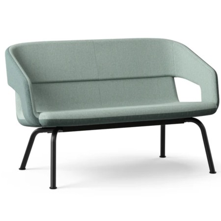 canapé 2 places TWIST&SIT en tissu vert pastel avec piètement métal noir