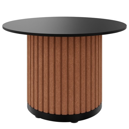Détail de d'une table basse PARTHOS – piètement acoustique en feutre PET plateau rond