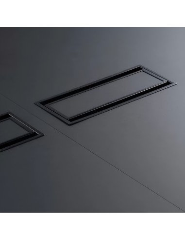 Passe-câbles rectangulaires encastrés dans un plateau de table PARTHOS – finition noire