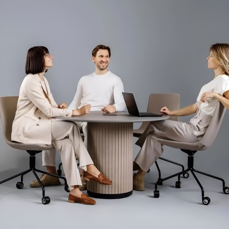 table PARTHOS ronde beige – mobilier collaboratif pour réunion, coworking