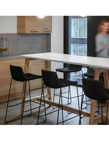 Tabouret de bar TWIST&SIT noir avec assise rembourrée et pieds fins - élégant et moderne