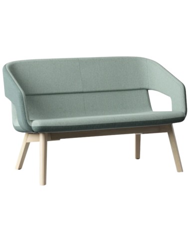 Canapé TWIST&SIT Soft vert kaki avec piètement bois foncé – Ambiance lounge végétale