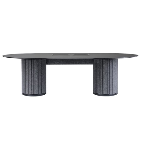Table de réunion 8 personnes avec colonnes acoustiques sur fond blancs - PARTHOS