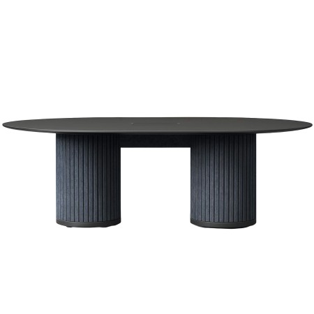 Table de réuinion Parthos ronde avec prise, colonnes en feutre acoustique