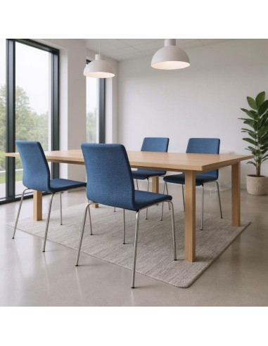 Chaise Moon en tissu bleu pour salle de réunion