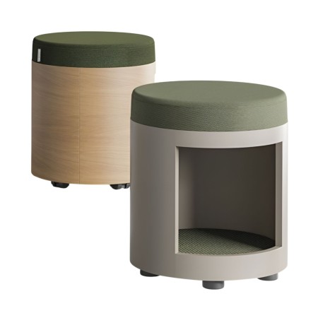 	Pouf compact moderne en bois et tissu rembourré confortable pour bureau - ZooZoo