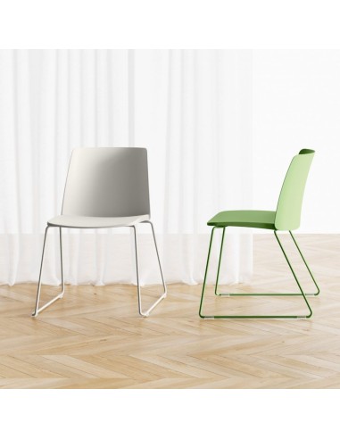 Chaises design Polytone L coloris pastel – vert, gris, rose
