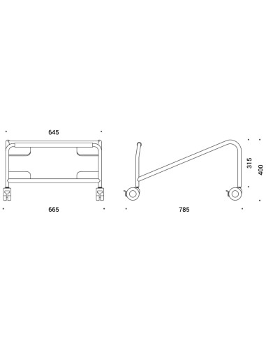 Dimensions chariot pour le transport sièges empilables - Polytone