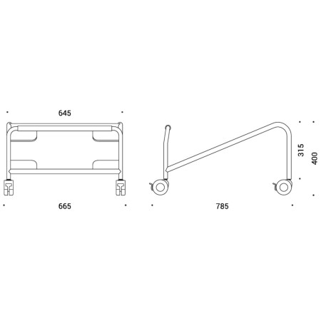 Dimensions chariot pour le transport sièges empilables - Polytone