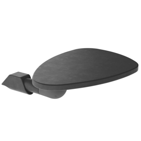 Vue rapprochée de la tablette écritoire noire, compatible avec la chaise Polytone L. Accessoire idéal pour transformer la chaise