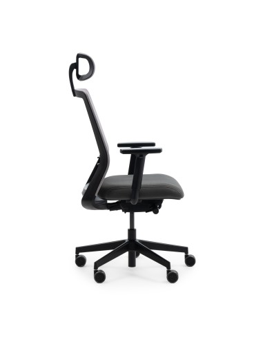 Vue de profil de la chaise de bureau avec roulettes Milla Plus