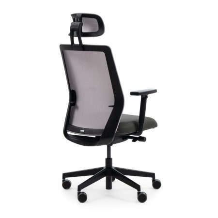 Dos en résille de la chaise de bureau MILLA PLUS avec roulettes et accoudoirs