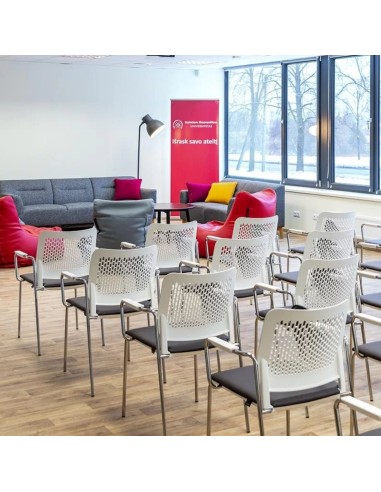 Réunion avec des chaises WAIT grise avec accoudoirs - WAIT