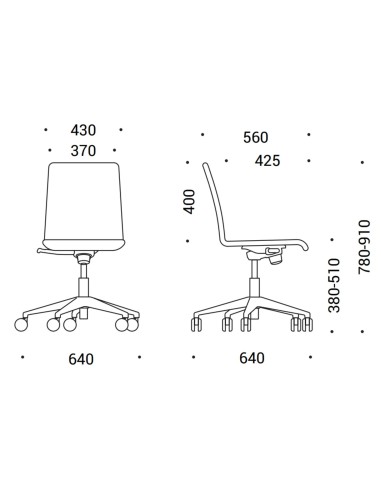 Dimensions et plan technique chaise de bureau ergonomique – Moon