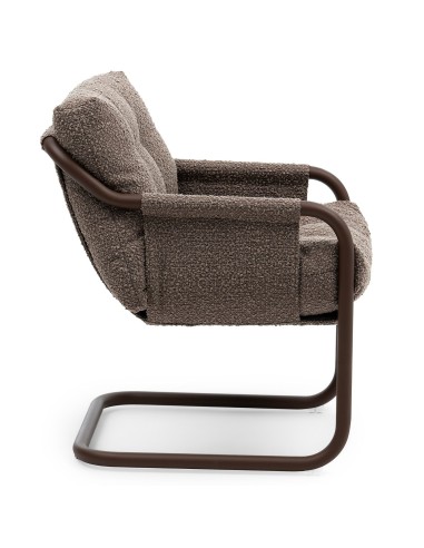 Chaise Barbara en tissu marron, vue latérale gauche – Barbara