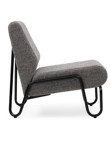 Fauteuil Clip en tissu gris, vue latérale droite – Clip