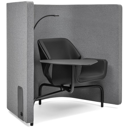 Fauteuil Booi Workstation en tissu gris, vue de trois quarts avant – Booi Workstation