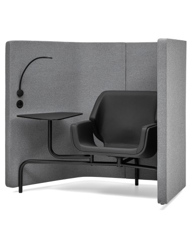 Fauteuil Booi Workstation en tissu gris, vue de face – Booi Workstation