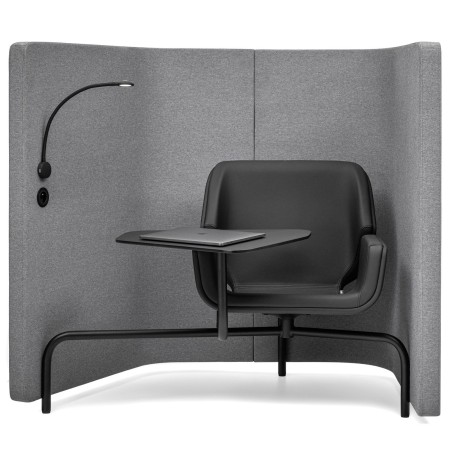 Fauteuil Booi Workstation en tissu gris, vue latérale droite – Booi Workstation