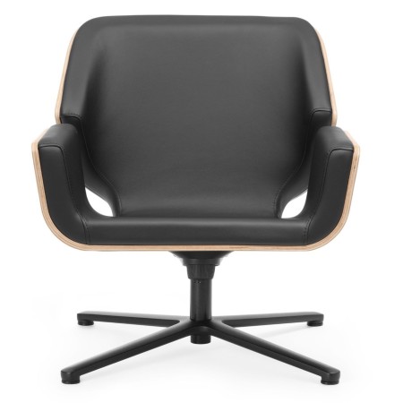 Fauteuil Booi Lounge en cuir noir, vue de face – Booi Lounge