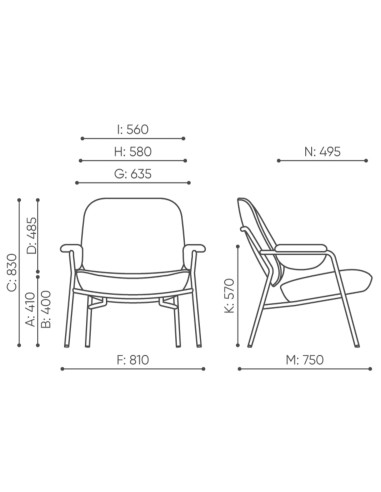 Dimensions du fauteuil Epocc Lounge avec vue arrière – Epocc Lounge