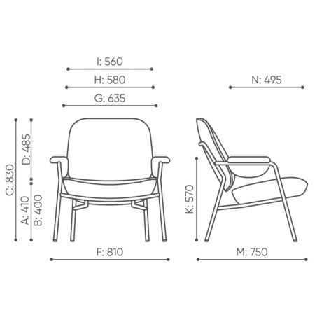 Dimensions du fauteuil Epocc Lounge avec vue arrière – Epocc Lounge