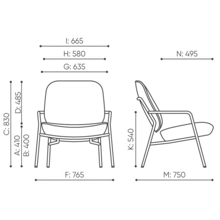 Dimensions du fauteuil Epocc Lounge avec vue latérale – Epocc Lounge