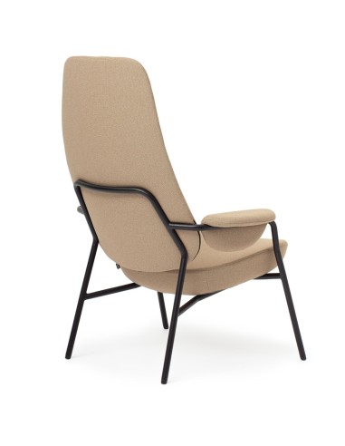 Fauteuil Epocc Lounge en tissu beige, vue latérale droite – Epocc Lounge